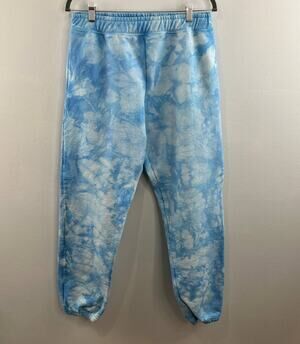 STANDARD ISSUE Blue White Tie-Dye Cotton Fleece Pull On Casual Sweatpant Large L